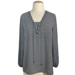 Alfani 22W Long Sleeve, V-neck Print Blouse
